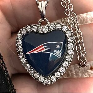 NEW ENGLAND PATRIOTS INSPIRED HEART NECKLACE bling
